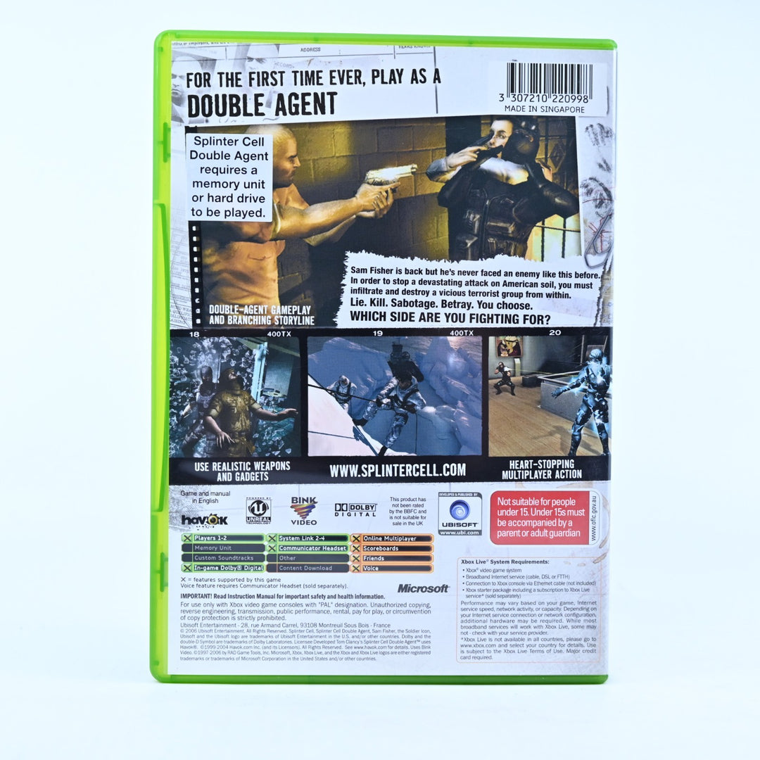Tom Clancy's Splinter Cell: Double Agent - Original Xbox Game + Manual - PAL