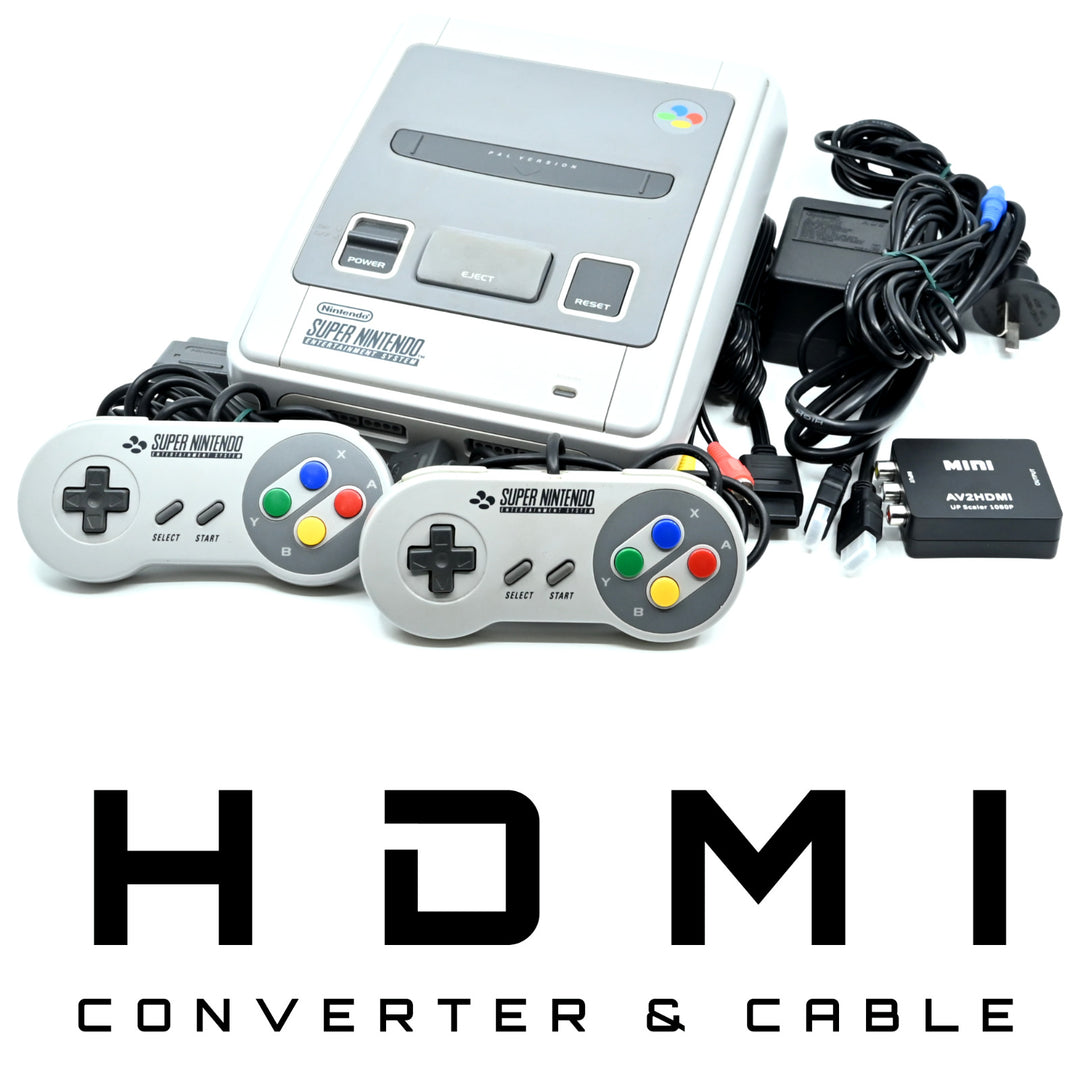 Super Nintendo Console / SNES Console - (1 or 2) GENUINE CONTROLLERS + HDMI!