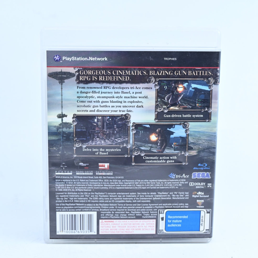 Resonance of Fate - Sony Playstation 3 / PS3 Game + Manual - FREE POST!