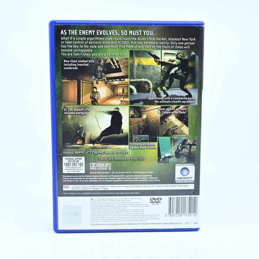 Tom Clancy's Spinter Cell: Chaos Theory - Sony Playstation 2 / PS2 Game + Manual