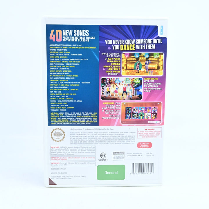 Just Dance 2018 - Nintendo Wii Game + Manual - PAL - MINT DISC!