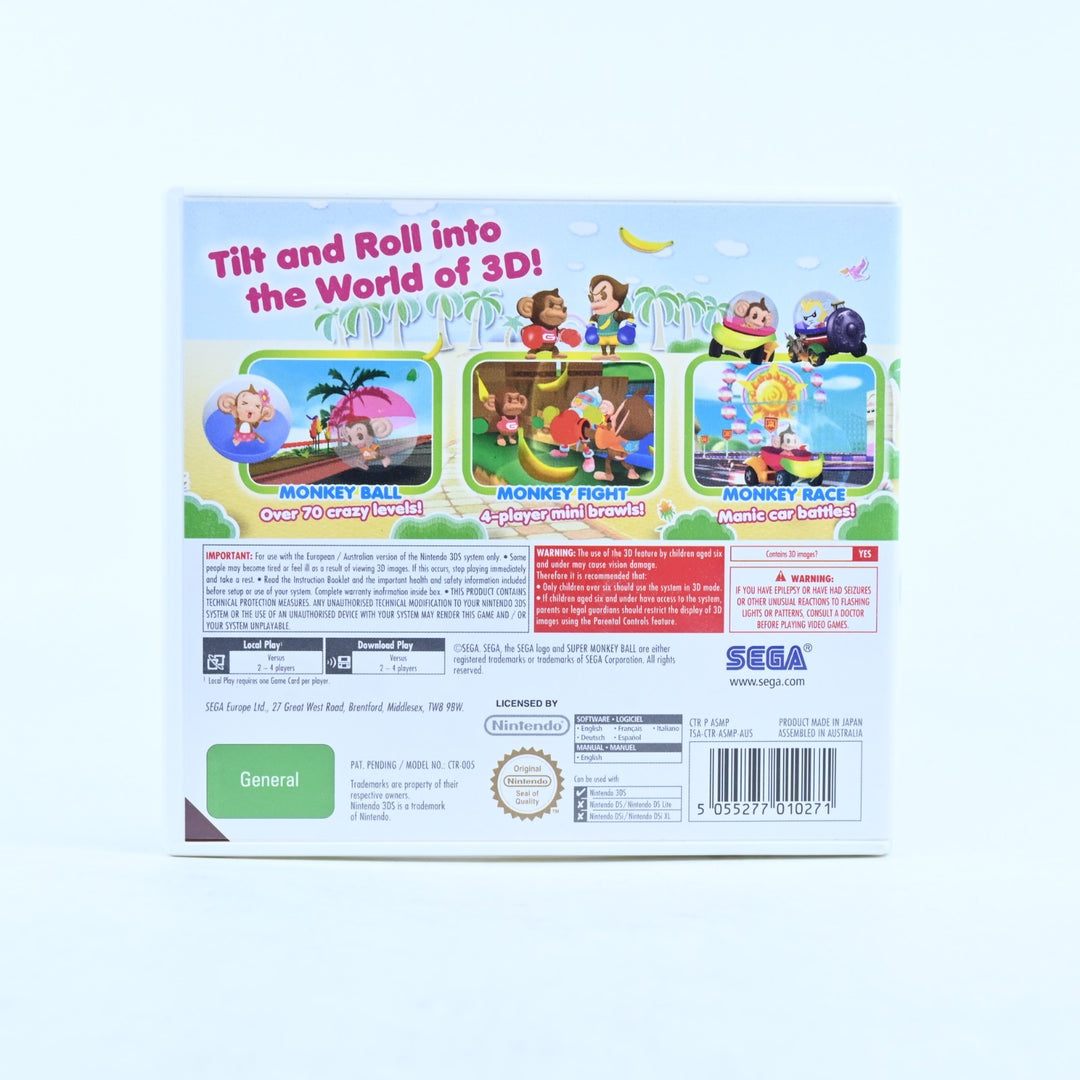 Super Monkey Ball 3D - Nintendo 3DS Game - PAL + Manual - FREE POST!