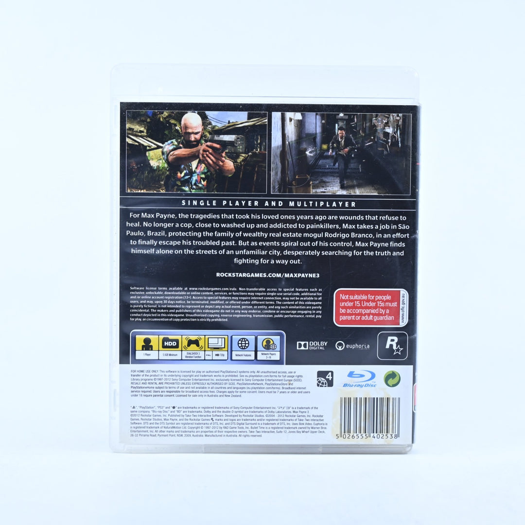 Max Payne 3 - Sony Playstation 3 / PS3 Game + Manual - MINT DISC!