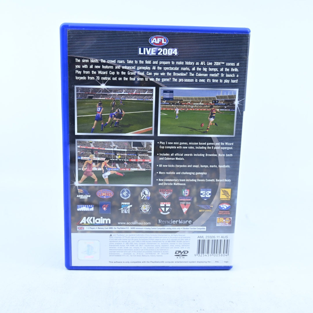 AFL Live 2004 - Sony Playstation 2 / PS2 Game + Manual - PAL - MINT DISC!