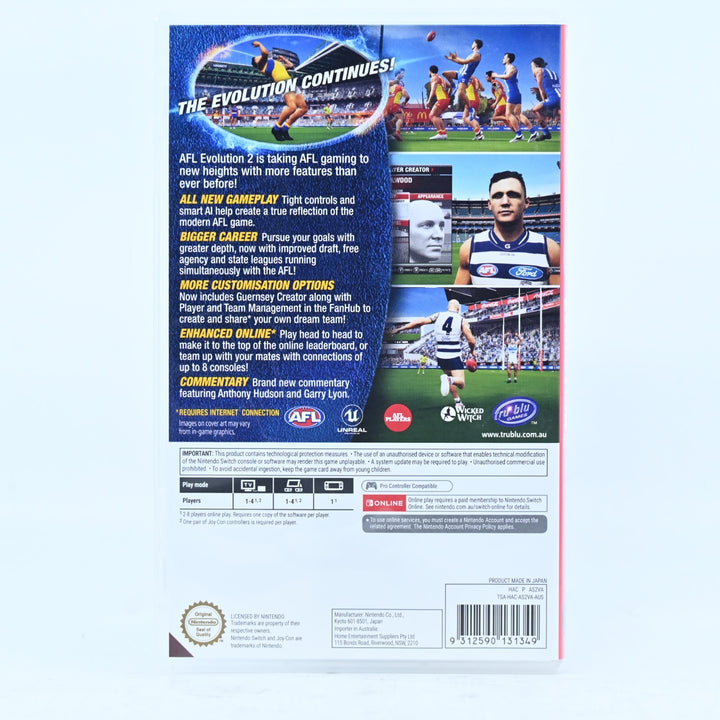 AFL Evolution 2 - Nintendo Switch Game - FREE POST!
