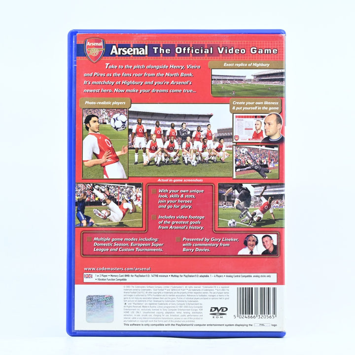 Arsenal Club Football - Sony Playstation 2 / PS2 Game + Manual - PAL - MINT DISC