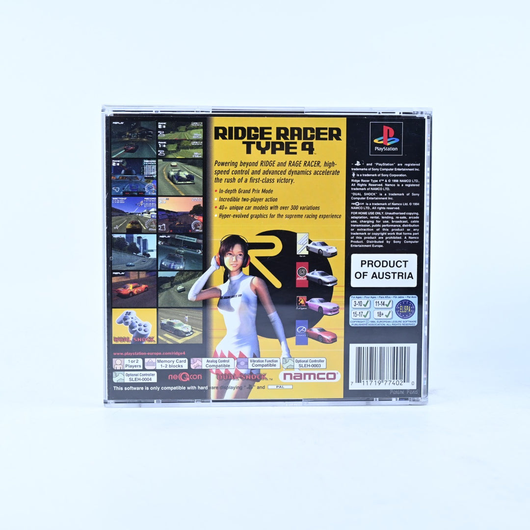 Ridge Racer Type 4 - Sony Playstation 1 / PS1 Game + Manual - PAL - MINT DISC!