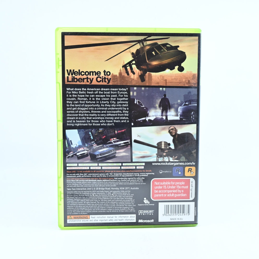 Grand Theft Auto IV 4 - Xbox 360 Game + Manual - No Map - PAL - MINT DISC!