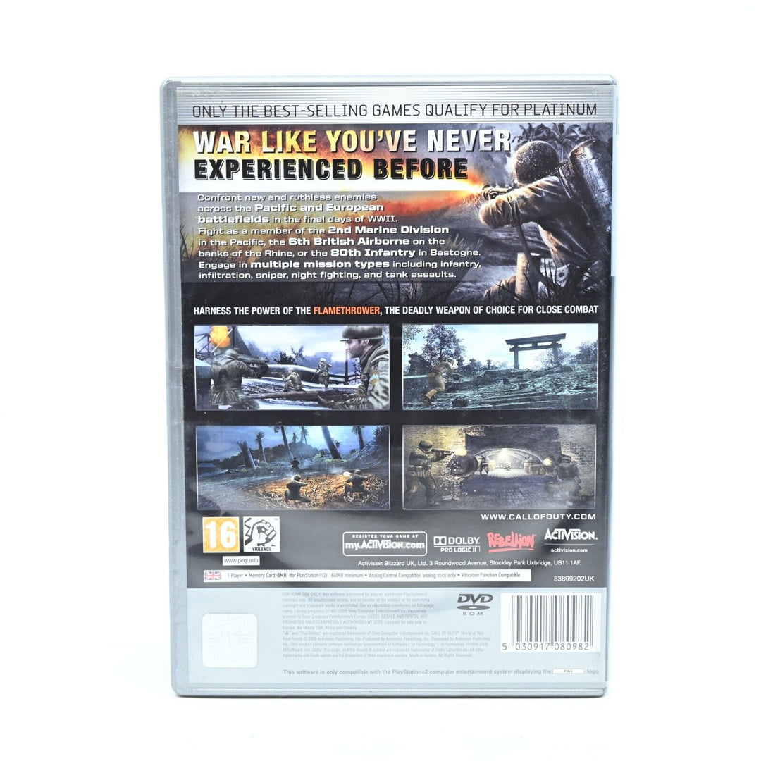 Call of Duty World at War Final Fronts - Sony Playstation 2 / PS2 Game + Manual