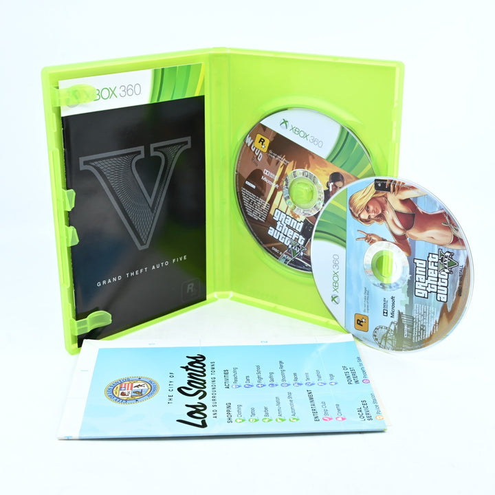 Grand Theft Auto V 5 - Xbox 360 Game + Manual + Map- PAL - NEAR MINT DISC!