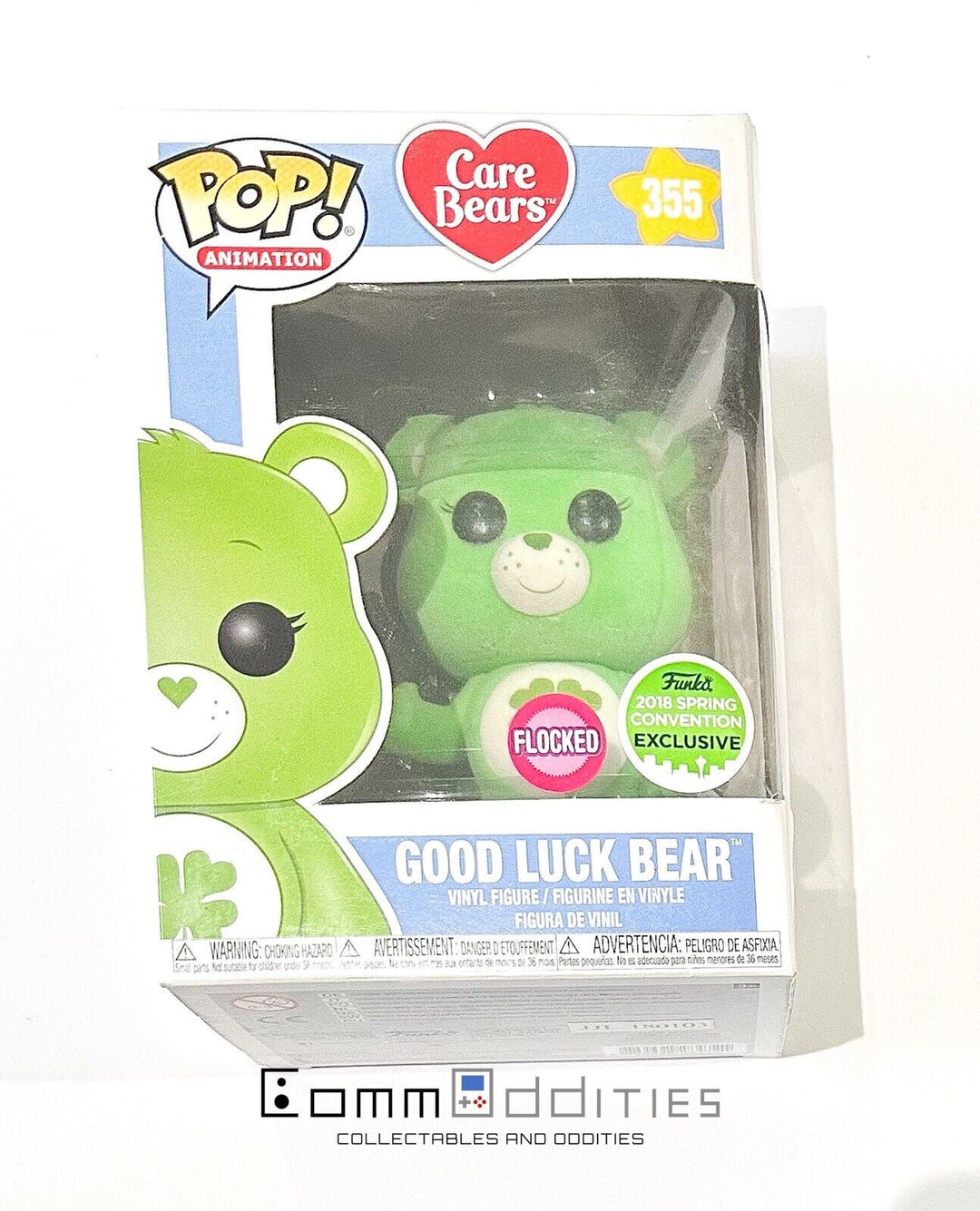 AS NEW! Good Luck Bear - Care Bear Funko POP Vinyl # 355 - Funko 2018 Flocked