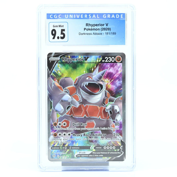 Gem Mint 9.5 - Rhyperior V - Holo - No 181/189 Darkness Ablaze - Pokemon Card
