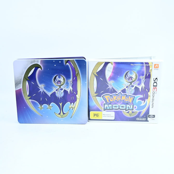 Pokemon Moon + Steelbook - Nintendo 3DS Game - PAL + Manual - FREE POST!