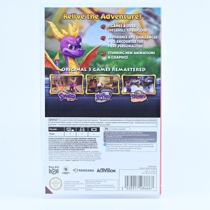 Spyro: Reignited Trilogy - Nintendo Switch Game - FREE POST!