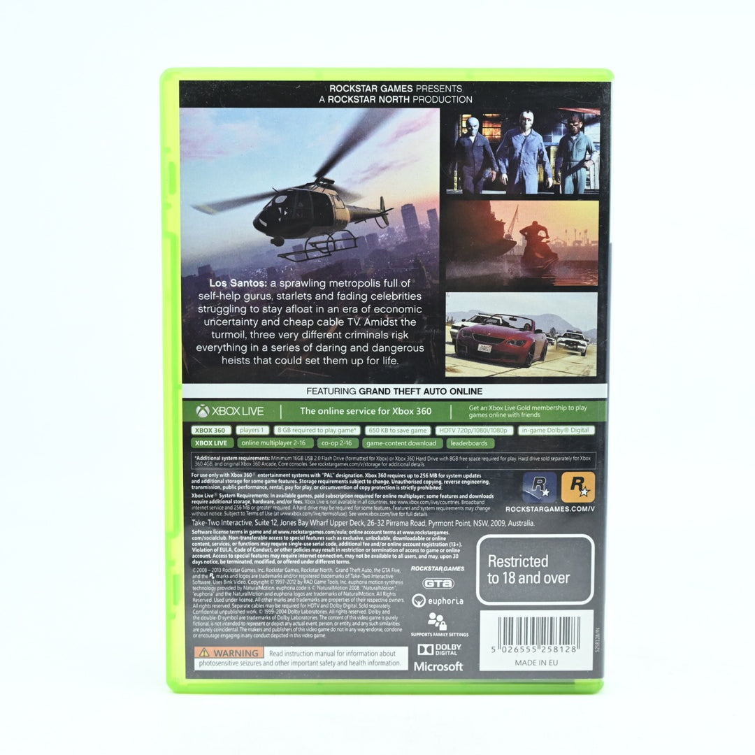 Grand Theft Auto V 5 - Xbox 360 Game + Manual + Map- PAL - NEAR MINT DISC!