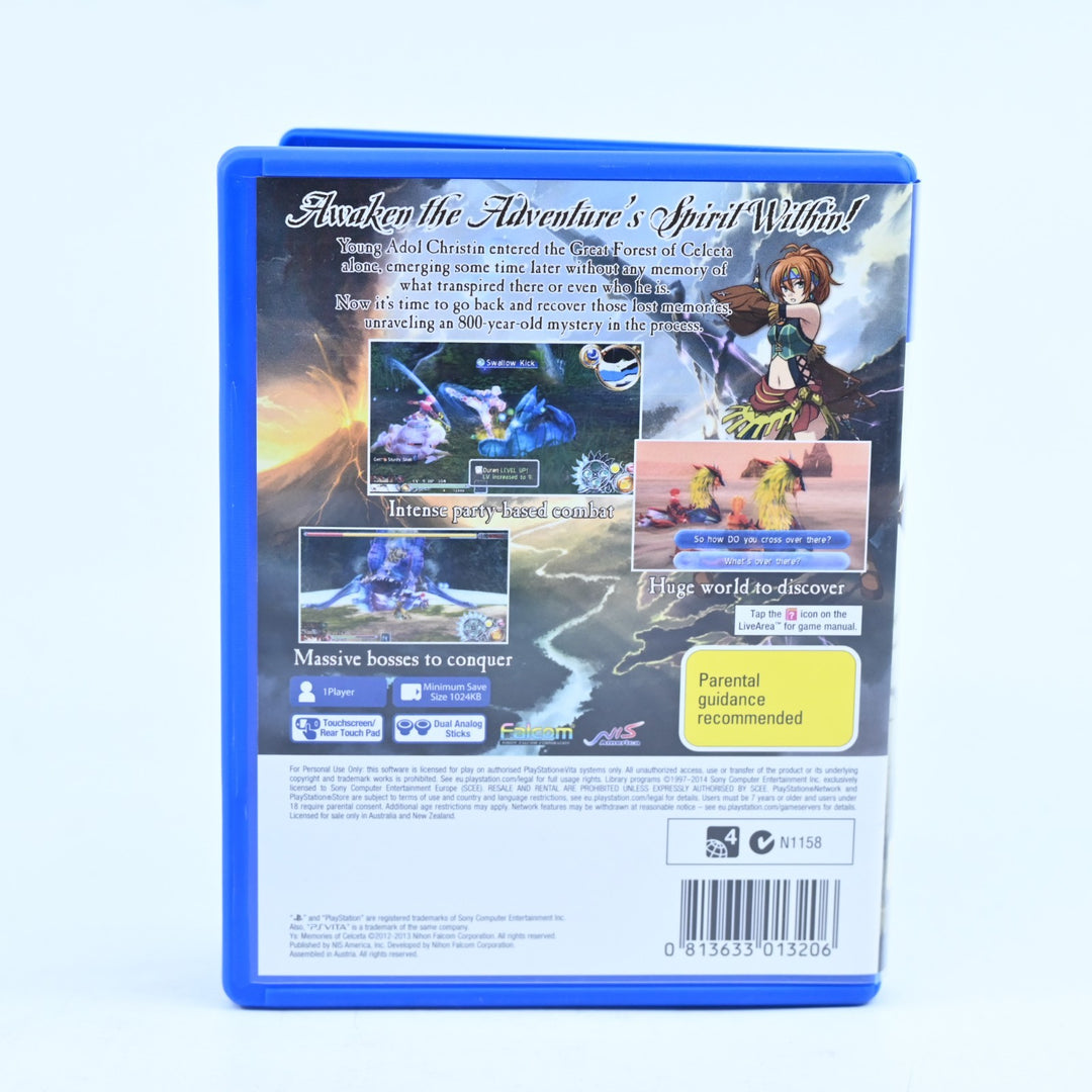Ys: Memories of Celceta - Sony PS Vita Game - FREE POST!