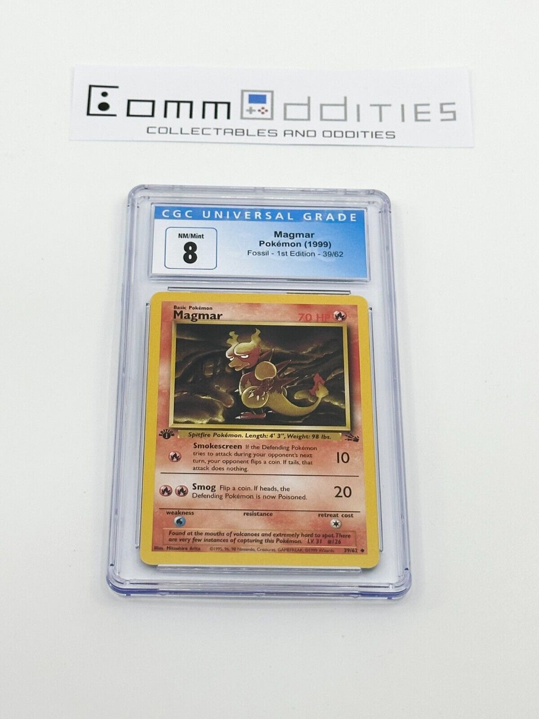 Magmar 1st Edition CGC 8 Card - 1999 Pokemon Fossil Set 39/62 - FREE POST!