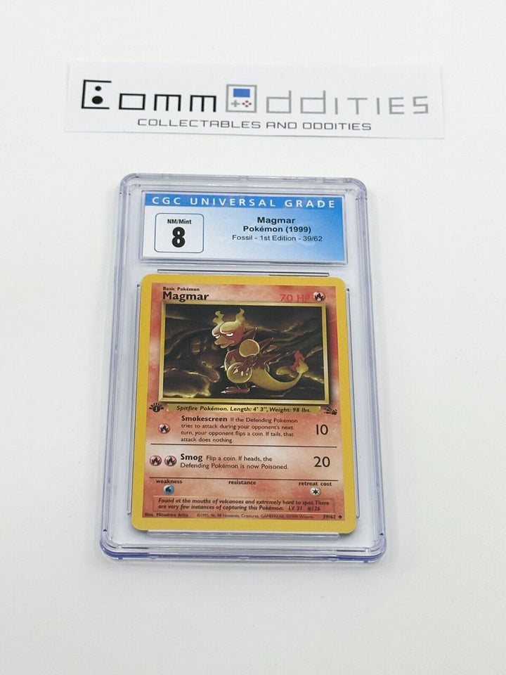 Magmar 1st Edition CGC 8 Card - 1999 Pokemon Fossil Set 39/62 - FREE POST!