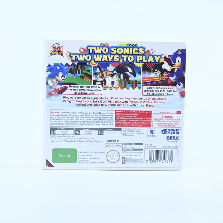 Sonic Generations - Nintendo 3DS Game - PAL + Manual - FREE POST!
