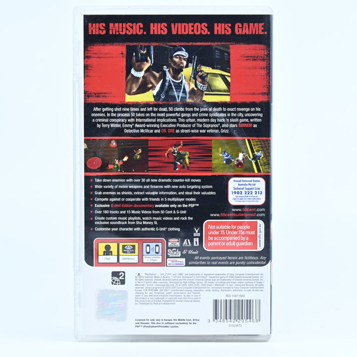 50 Cent Bulletproof: G Unit Edition - Sony PSP Game + Manual - FREE POST!