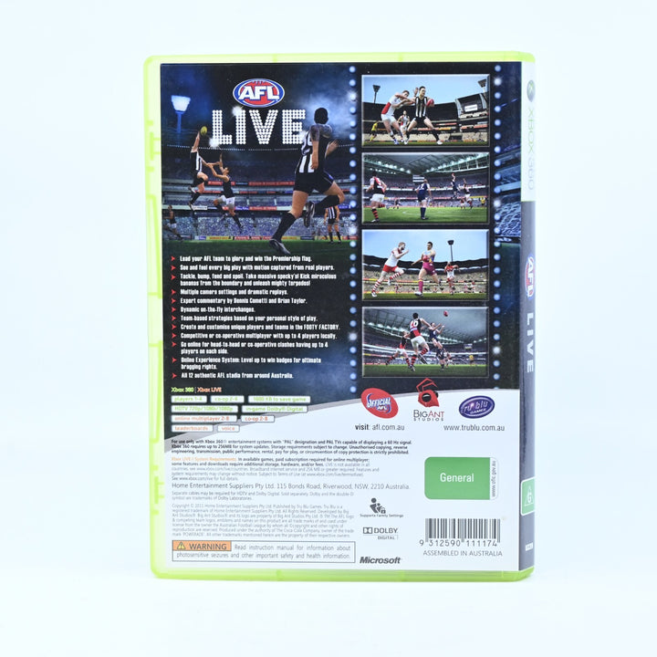 AFL Live - Xbox 360 Game + Manual - PAL - NEAR MINT DISC!