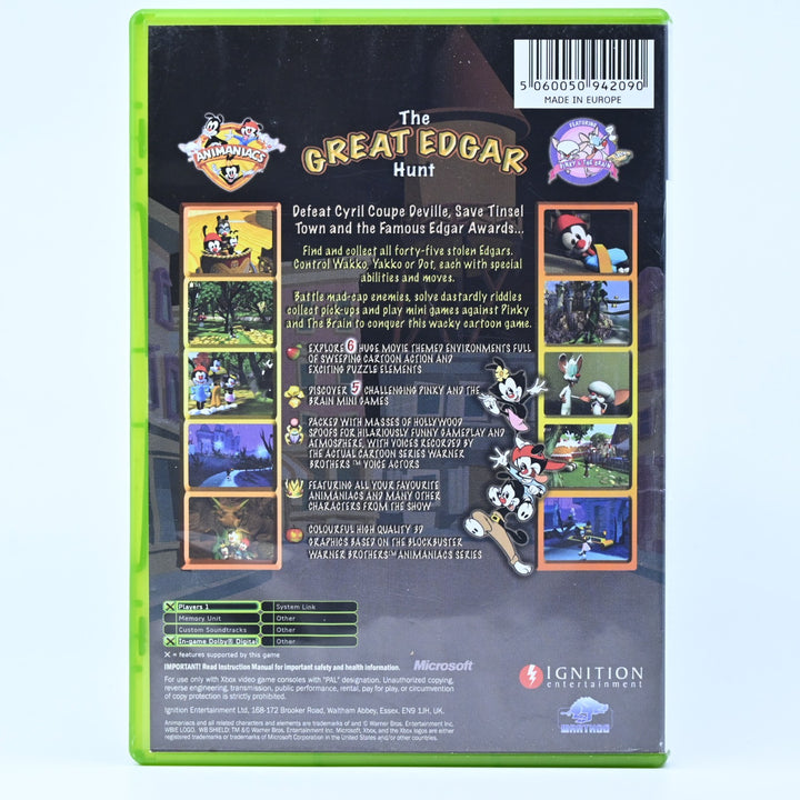 Animaniacs: The Great Edgar Hunt - Original Xbox Game + Manual - PAL - MINT DISC