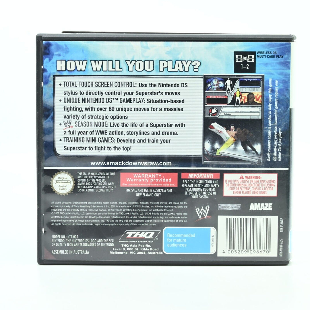 WWE SmackDown vs. Raw 2008 - Nintendo DS Game + Manual - PAL - FREE POST!