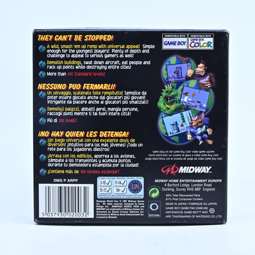 Rampage World Tour - Nintendo Gameboy Color Boxed Game - PAL - FREE POST!