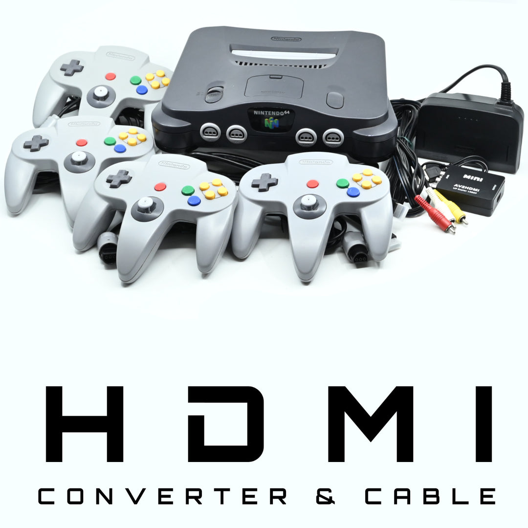 Nintendo 64 Console / N64 - (1,2,3 or 4) GENUINE CONTROLLERS + CABLES &amp; HDMI!