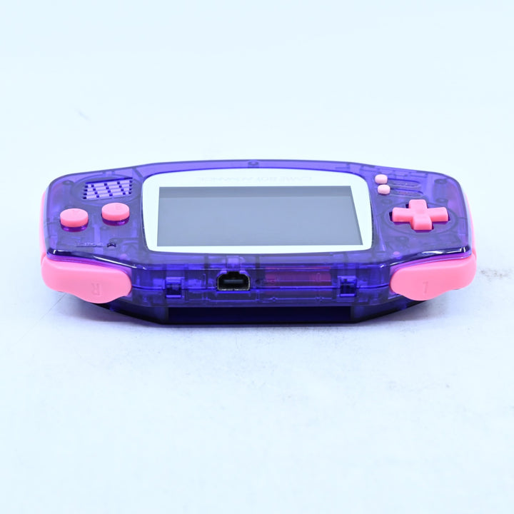 Clear Purple/Pink + IPS Screen - Nintendo Gameboy Advance Console - AGB-001