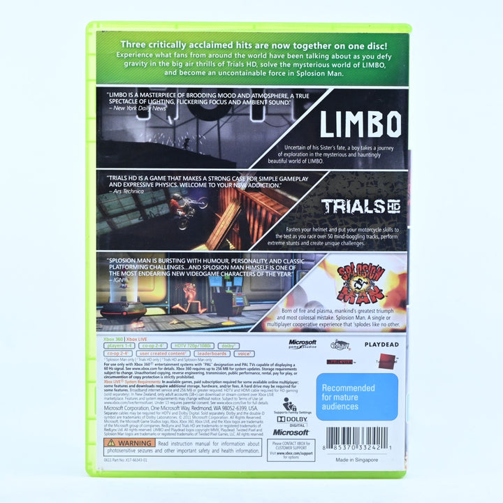 Triple Pack: Limbo, Trials HD and Splosion Man - PAL - FREE POST!