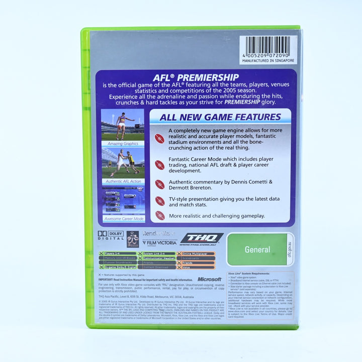 AFL Premiership - Original Xbox Game + Manual - PAL - MINT DISC!