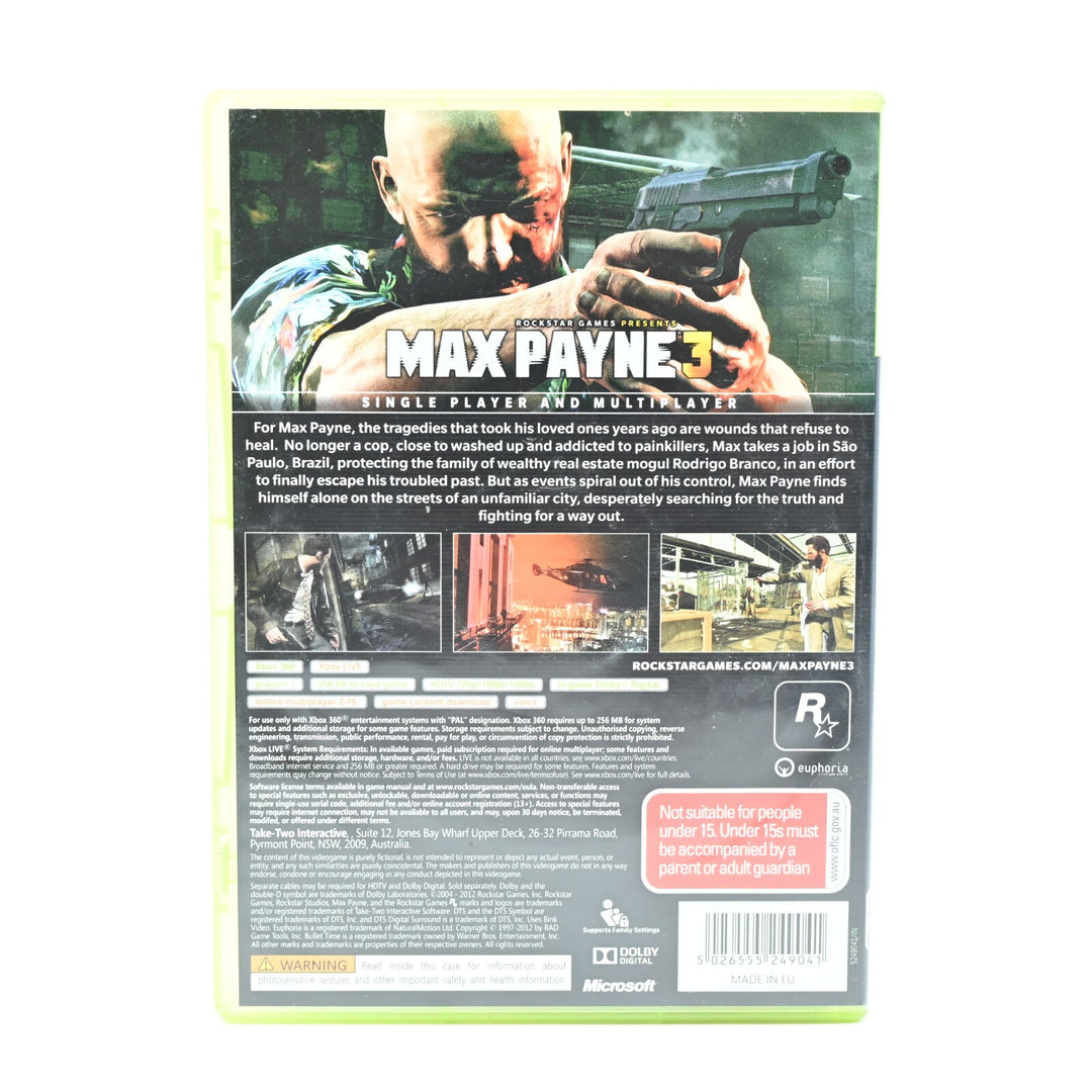 Max Payne 3 - Xbox 360 Game + Manual - PAL - MINT DISC!