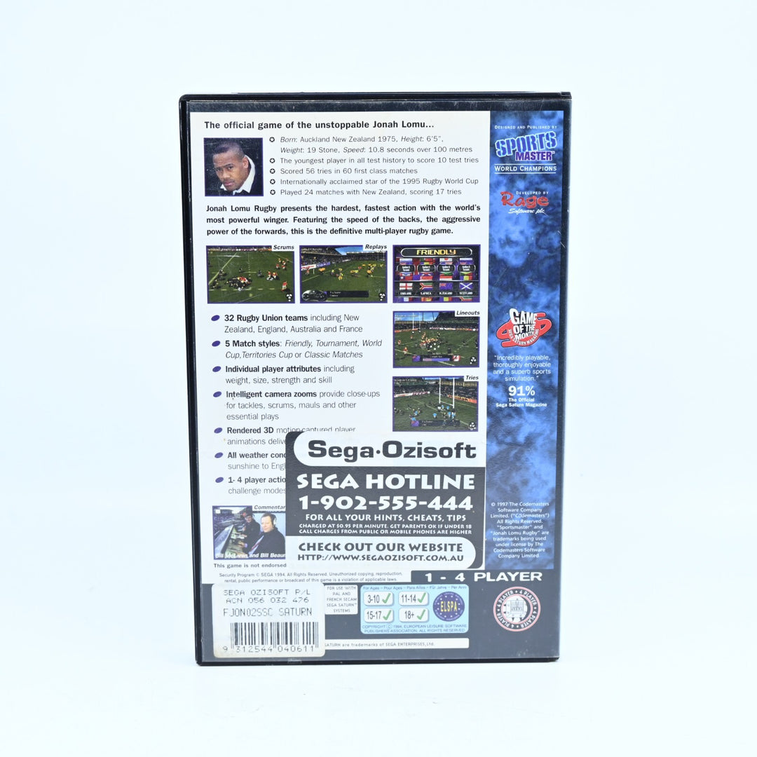 Jonah Lomu Rugby - Sega Saturn Game - PAL - MINT DISC!