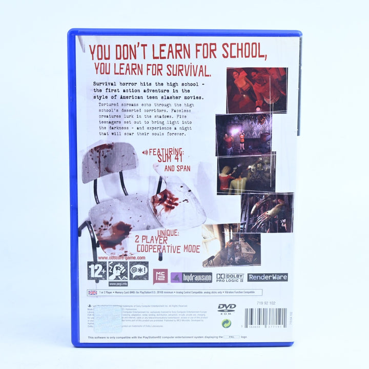 Obscure - Sony Playstation 2 / PS2 Game + Manual - PAL - MINT DISC!