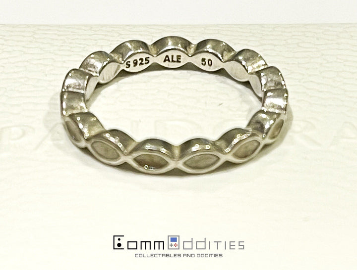 PANDORA INTUITION CLEAR ENAMEL TWIST RING RARE RETIRED 925 Size 50 - FREE POST!