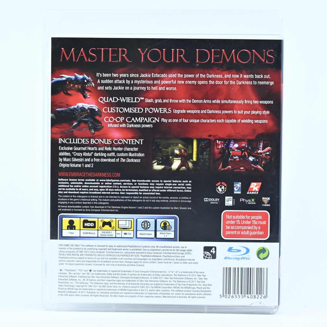 The Darkness II - Sony Playstation 3 / PS3 Game + Manual - FREE POST!