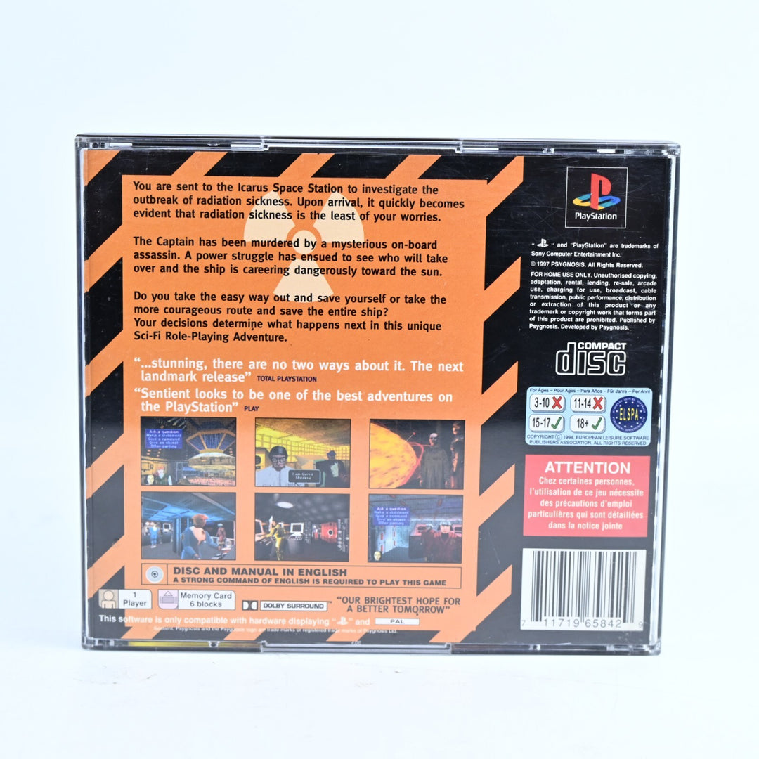 Sentient - Sony Playstation 1 / PS1 Game + Manual - PAL - MINT DISC!