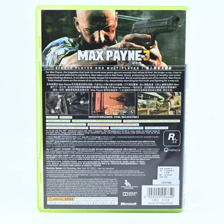 Max Payne 3 - Xbox 360 Game + Manual - Regionless - MINT DISC!