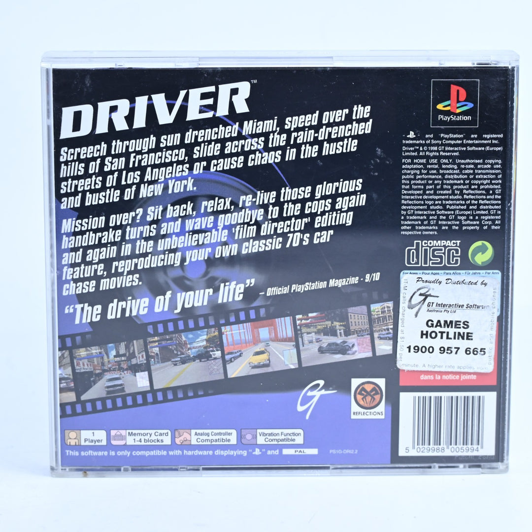 Driver - Sony Playstation 1 / PS1 Game + Manual - PAL - MINT DISC!