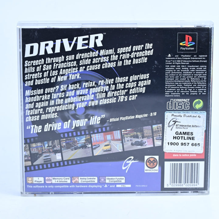 Driver - Sony Playstation 1 / PS1 Game + Manual - PAL - MINT DISC!