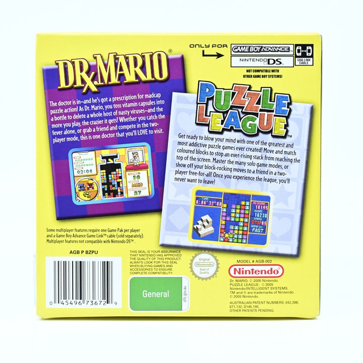 MINT! Dr. Mario & Puzzle League - Nintendo Gameboy Advance / GBA Boxed Game