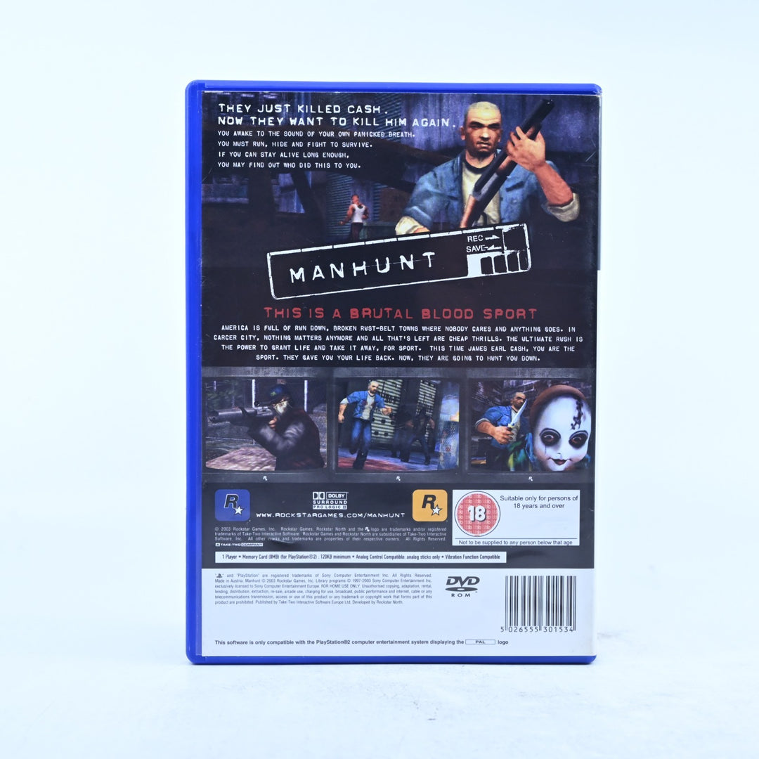 Manhunt - Sony Playstation 2 / PS2 Game + Manual - PAL - MINT DISC!