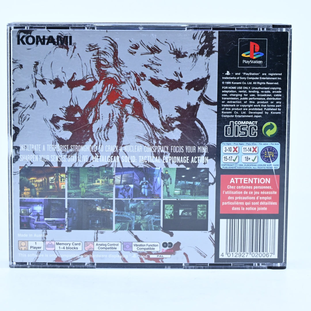 Metal Gear Solid - Sony Playstation 1 / PS1 Game + Manual - PAL - MINT DISC!