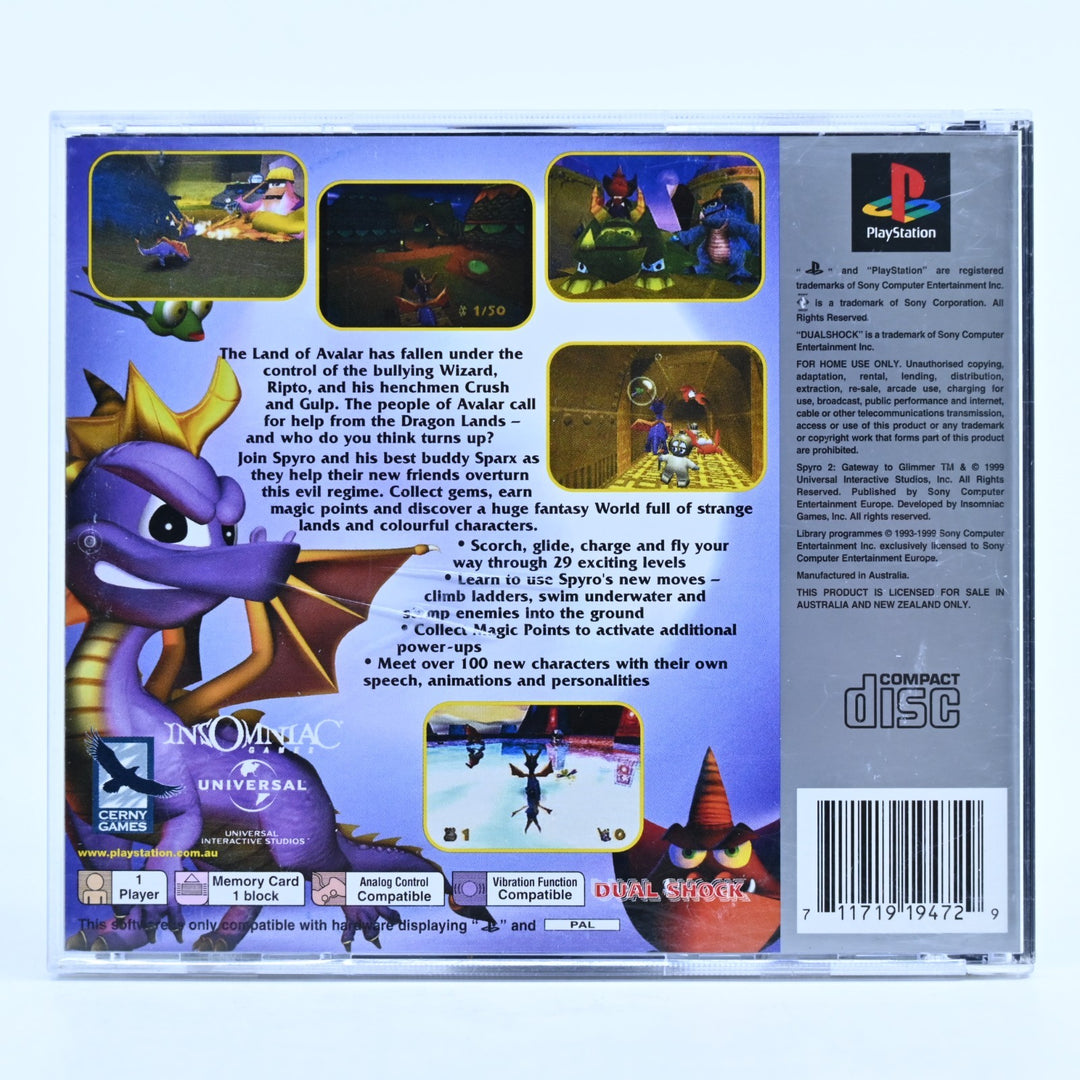Spyro 2: Gateway to Glimmer - Sony Playstation 1 / PS1 Game + Manual - PAL