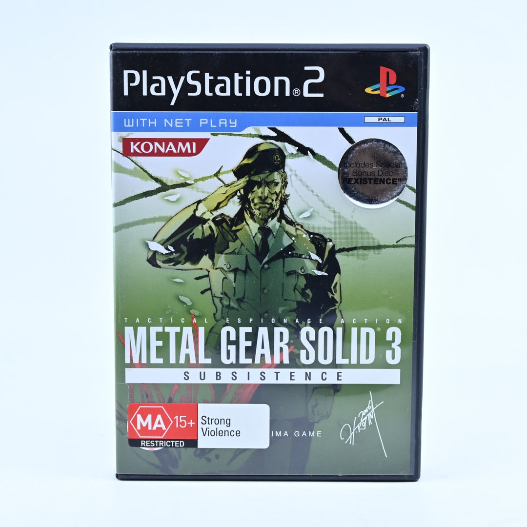 Metal Gear Solid 3: Subsistence - Sony Playstation 2 / PS2 Game + Manual - PAL