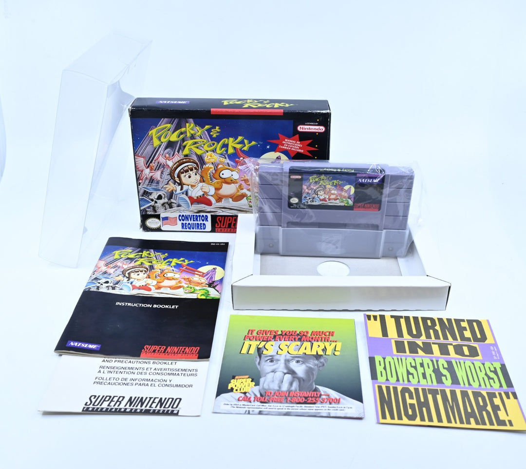Pocky &amp; Rocky - Super Nintendo / SNES Boxed Game - PAL - FREE POST!