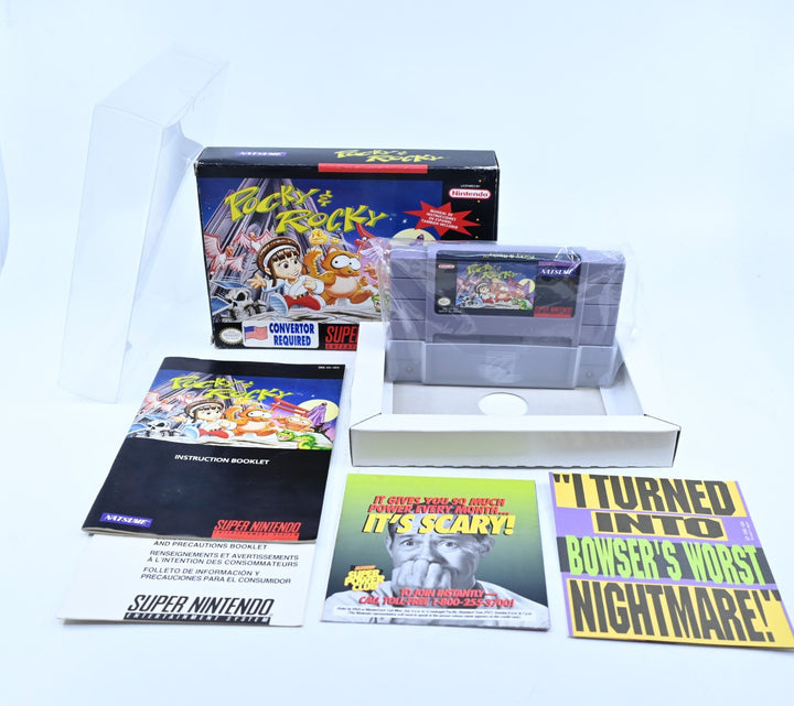 Pocky &amp; Rocky - Super Nintendo / SNES Boxed Game - PAL - FREE POST!