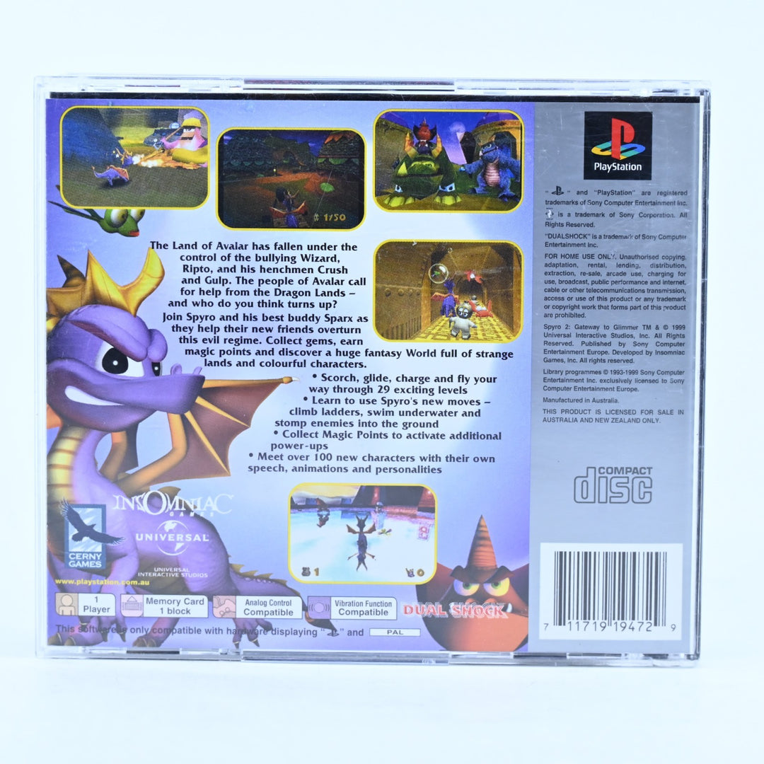 Spyro 2: Gateway to Glimmer - Sony Playstation 1 / PS1 Game + Manual - PAL