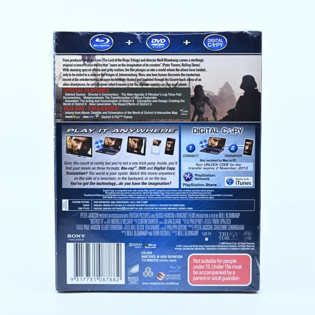 SEALED! District 9 - Triple Play - Regions B & 4 - Blu-ray & DVD